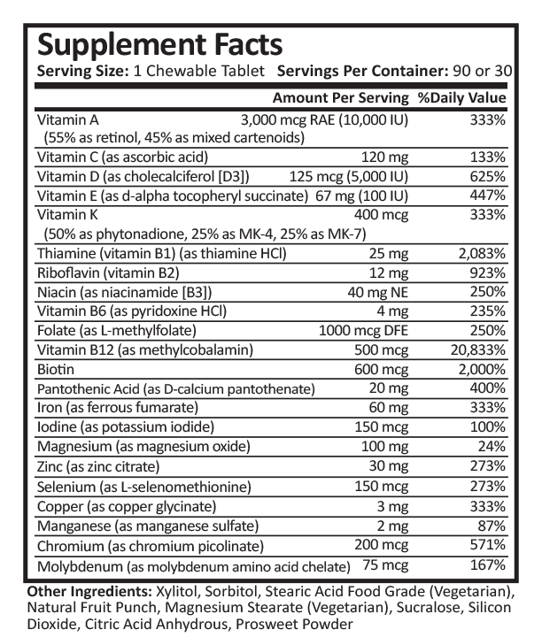 Multivitamin | DS/SADI Core | Dye-Free Chewable